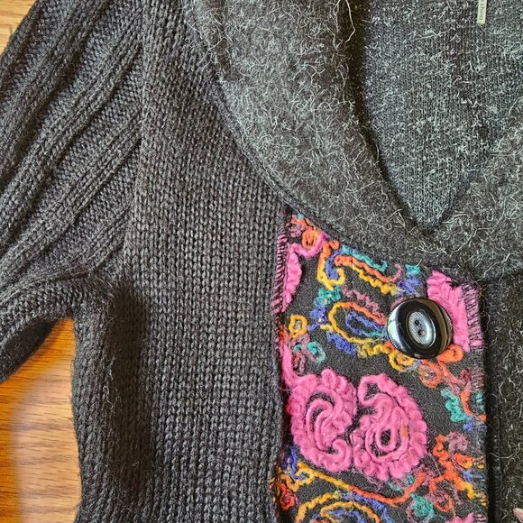 Liquid by Sioni Womens Cardigan Sweater Art To Wear Boho Wool Mohair Size Medium - Picture 5 of 10